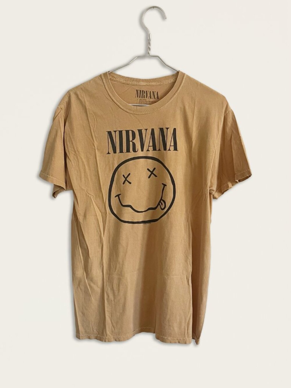 NIRVANA Graphic Smiley Tee - Mustard Yllow